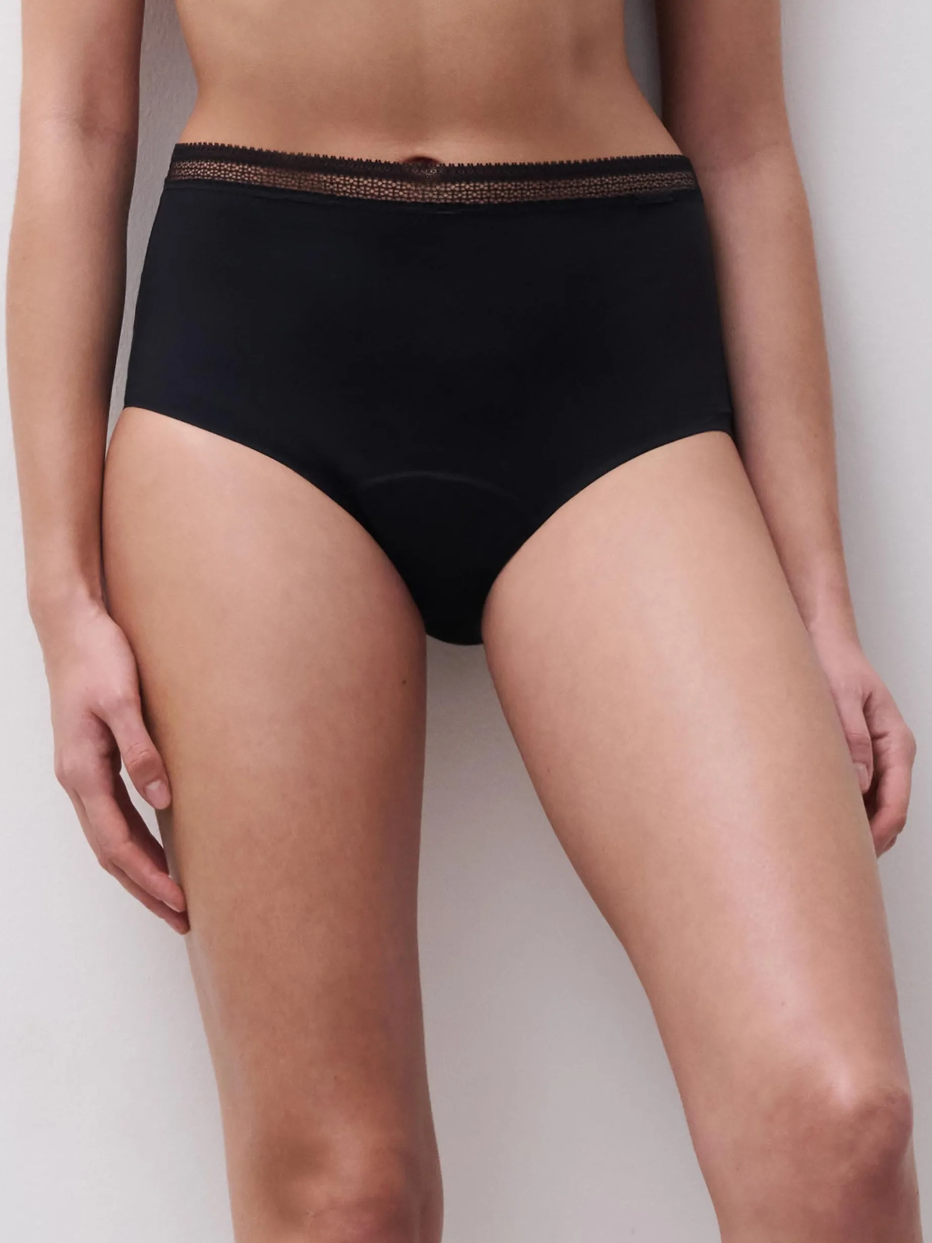 Chantelle Period Panty Graphic Hoge Taille Menstruatieslip - Zwart