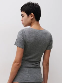 Femilet Juliana T-Shirt korte mouw - 100% Merino wol - Heather grey