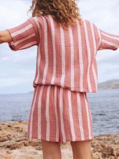 Livera SADIE Pyjama set korte mouw - Vintage Pink Stripes