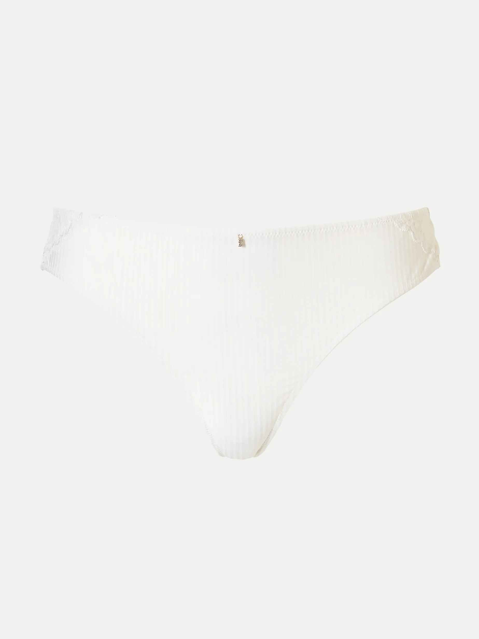 Livera Stripe Lace String - Milk